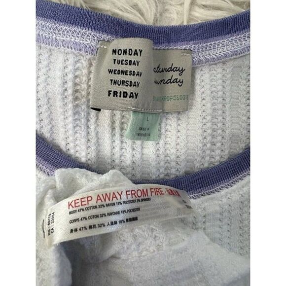 Anthropologie Saturday Sunday Seidler Ribbed Tank Top White & Purple Size Large - Picture 5 of 8